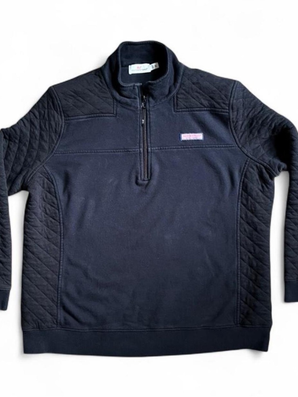 Vineyard Vines Navy Quilted Sleeve Half-Zip Pullover